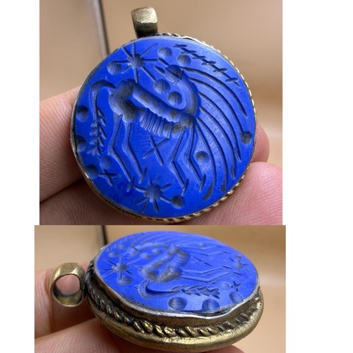 Ciondolo sigillo intaglio blu
